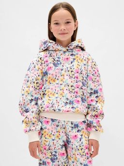 GAP - Girls Multi-Color Casual Knitted Hooded Neck Floral Full Sleeves Hoodie