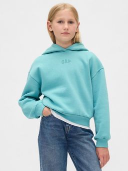 GAP - Girls Blue Casual Knitted Hooded Neck Solid Full Sleeves Hoodie