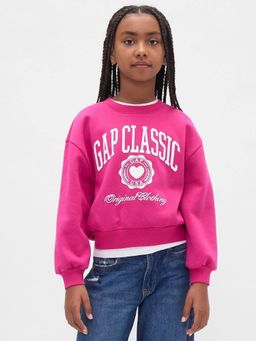 GAP - Girls Pink Knitted Crew Neck Graphic Full Sleeves Sweatshirt