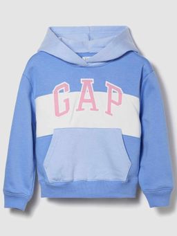 GAP - Girls Blue Casual Knitted Hooded Neck Colorblock Full Sleeves Hoodie