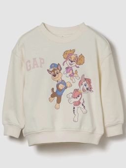 GAP - Unisex Cream Casual Knitted Crew Neck Character Full Sleeves Sweatshirt