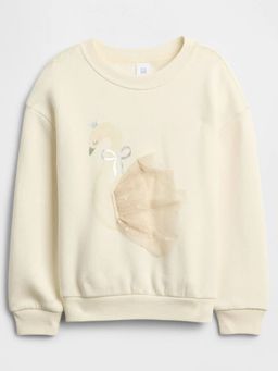 GAP - Girls Cream Casual Knitted Crew Neck Textured Full Sleeves Sweatshirt