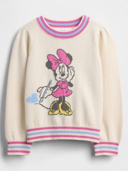 GAP - Girls Cream Casual Cotton Crew Neck Character Full Sleeves Sweater