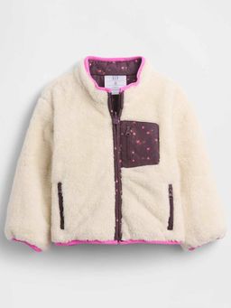 GAP - Girls Cream Polyester Collar Neck Floral Full Sleeves Jackets