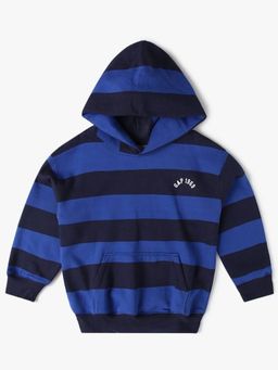GAP - Boys Blue Casual Knitted Hooded Neck Stripes Full Sleeves Hoodie