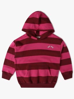 GAP - Boys Pink Casual Knitted Hooded Neck Stripes Full Sleeves Hoodie
