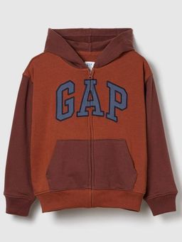 GAP - Boys Brown Casual Knitted Hooded Neck Colorblock Full Sleeves Hoodie