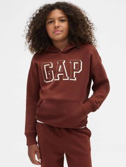 GAP - Boys Brown Casual Knitted Hooded Neck Graphic Full Sleeves Hoodie