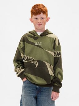 GAP - Boys Green Casual Hooded Neck Printed Full Sleeves Hoodie