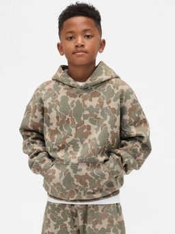 GAP - Unisex Brown Casual Knitted Hooded Neck Camouflage Full Sleeves Hoodie