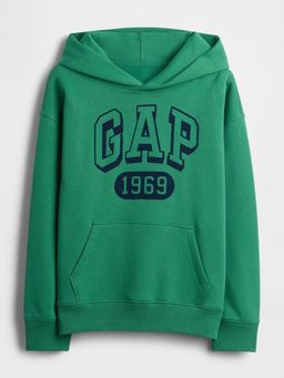 GAP - Boys Green Casual Knitted Hooded Neck Graphic Full Sleeves Hoodie