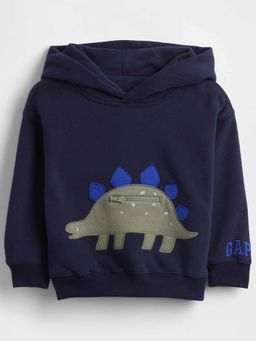 GAP - Unisex Navy Blue Casual Knitted Hooded Neck Textured Full Sleeves Hoodie