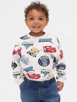 GAP - Unisex Cream Casual Knitted Crew Neck Printed Full Sleeves Sweatshirt