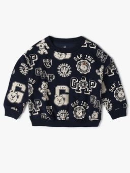 GAP - Boys Navy Blue Casual Knitted Crew Neck Printed Full Sleeves Sweatshirt