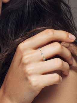 Valanova - Sterling Silver Plated with Yellow Gold and Certified Lab Grown Diamond 0.15Cts Ring