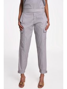 TERRA LUNA - Women's Grey Cargo Solid Pant