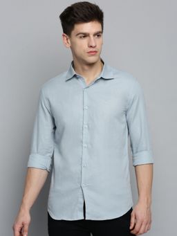 SHOWOFFFF - Mens Spread Collar Blue Solid Shirt