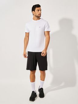 Styli - Men White Texture T-Shirt & Regular Shorts Tracksuits (Set of 2)