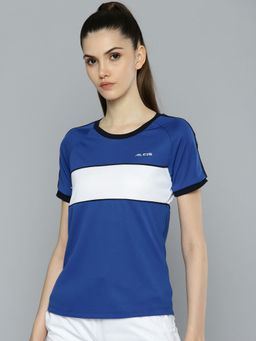 Alcis - Women Blue White Colourblocked Slim Fit T-shirt