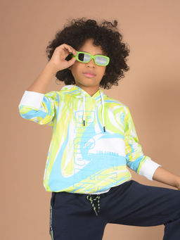 CRIMSOUNE CLUB - Boys Green Graphic Print Hooded Sweatshirt