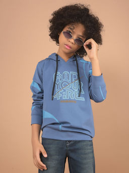 CRIMSOUNE CLUB - Boys Blue Graphic Print Hooded Sweatshirt