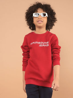 CRIMSOUNE CLUB - Boys Red Typographic Print Sweatshirt