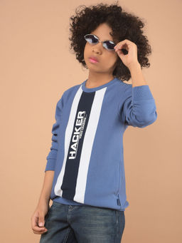 CRIMSOUNE CLUB - Boys Blue Typographic Print Sweatshirt