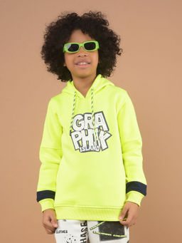 CRIMSOUNE CLUB - Boys Green Graphic Print Hooded Sweatshirt