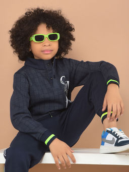 CRIMSOUNE CLUB - Boys Navy Blue Graphic Print Sweatshirt