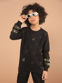 CRIMSOUNE CLUB - Boys Black Graphic Print Sweatshirt