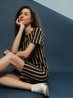 PINACOLADA - Multi Color Women Stylish Striped Design Bodycon Casual Dresses