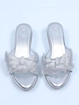 Sana K Luxurious Footwear - Silver Wedge Heels