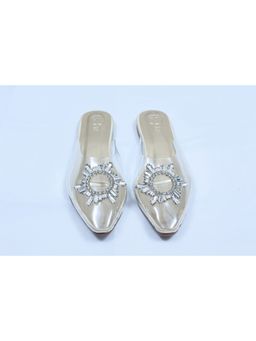 Sana K Luxurious Footwear - Gold Star Close Toe Faux Leather Flat Mules