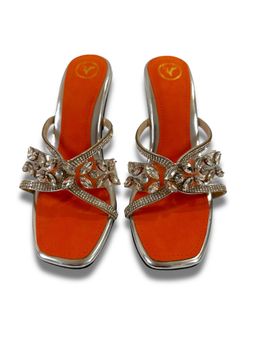 Sana K Luxurious Footwear - Silver Petal Heels