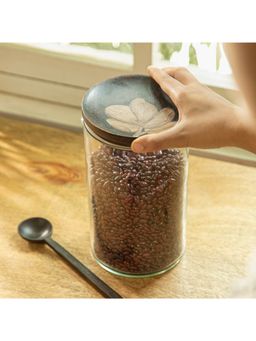 Ellementry - Tashi Glass Canister With Spoon Large Brown