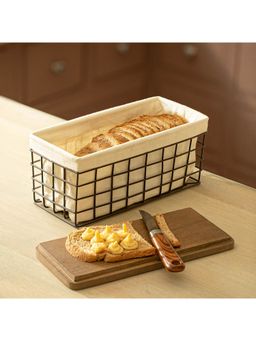 Ellementry - Charcoal Twine Wire Bread Box With Fabric And Lid Brown