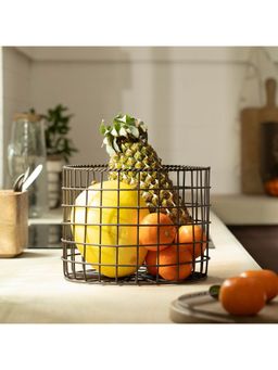 Ellementry - Charcoal Twine Wire Basket Tall Brown