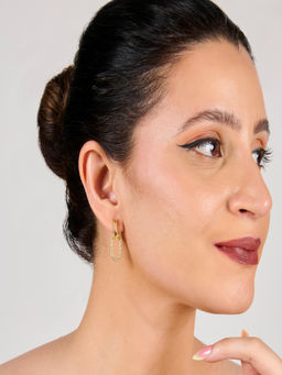 AQUASTREET - Hoop with Zircon Drop Earrings 18K Gold Plated Waterproof, Anti-Tarnish