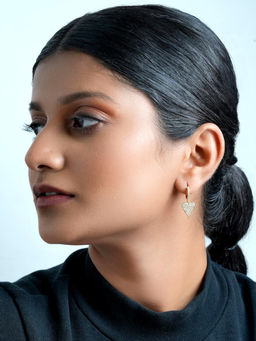 AQUASTREET - Heart Zircon Drop Huggies 18K Gold Plated Waterproof, Anti-Tarnish