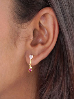 AQUASTREET - 18K Gold Plated Waterproof, Anti-Tarnish Teddy Love Zircon Drops Stud