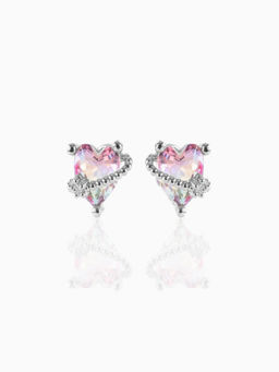 AQUASTREET - 18K Silver Plated Waterproof, Anti-Tarnish Heart Zircon Studs
