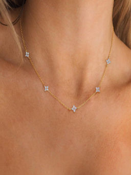 AQUASTREET - 18K Gold Plated Waterproof, Anti-Tarnish Blue Floral Choker Necklace