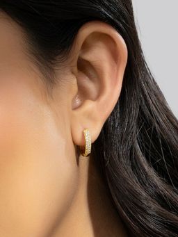 AQUASTREET - 18K Gold Plated Anti-Tarnish 16Mm Diameter Zircon Hoop Earrings