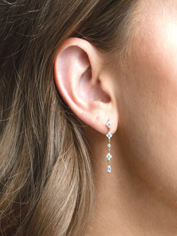 AQUASTREET - 18K Gold Plated Anti-Tarnish Blue Zircon Floral Drop Earrings