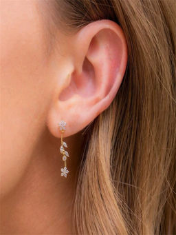 AQUASTREET - 18K Gold Plated Anti-Tarnish Pink White Zircon Floral Drop Earrings