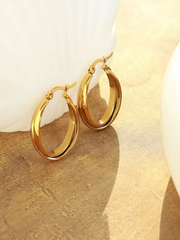 AQUASTREET - Double Thick Hoop 18K Gold Plated Waterproof Anti-Tarnish Earrings