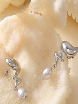 AQUASTREET - Spiral Pearl Drop 18K Plated Waterproof Anti-Tarnish Earrings
