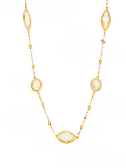 AQUASTREET - White Glass Stone Chain 18K Gold Plated Anti-Tarnish Necklace