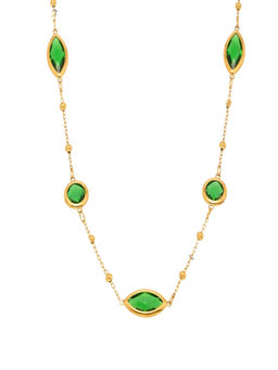 AQUASTREET - Green Glass Stone Chain 18K Gold Plated Anti-Tarnish Necklace