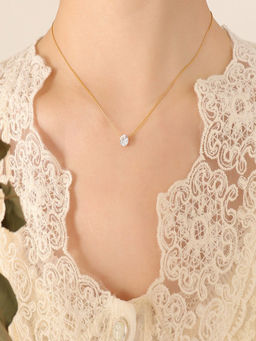 AQUASTREET - Dainty Single Zircon Thin Chain 18K Gold Plated Anti-Tarnish Necklace